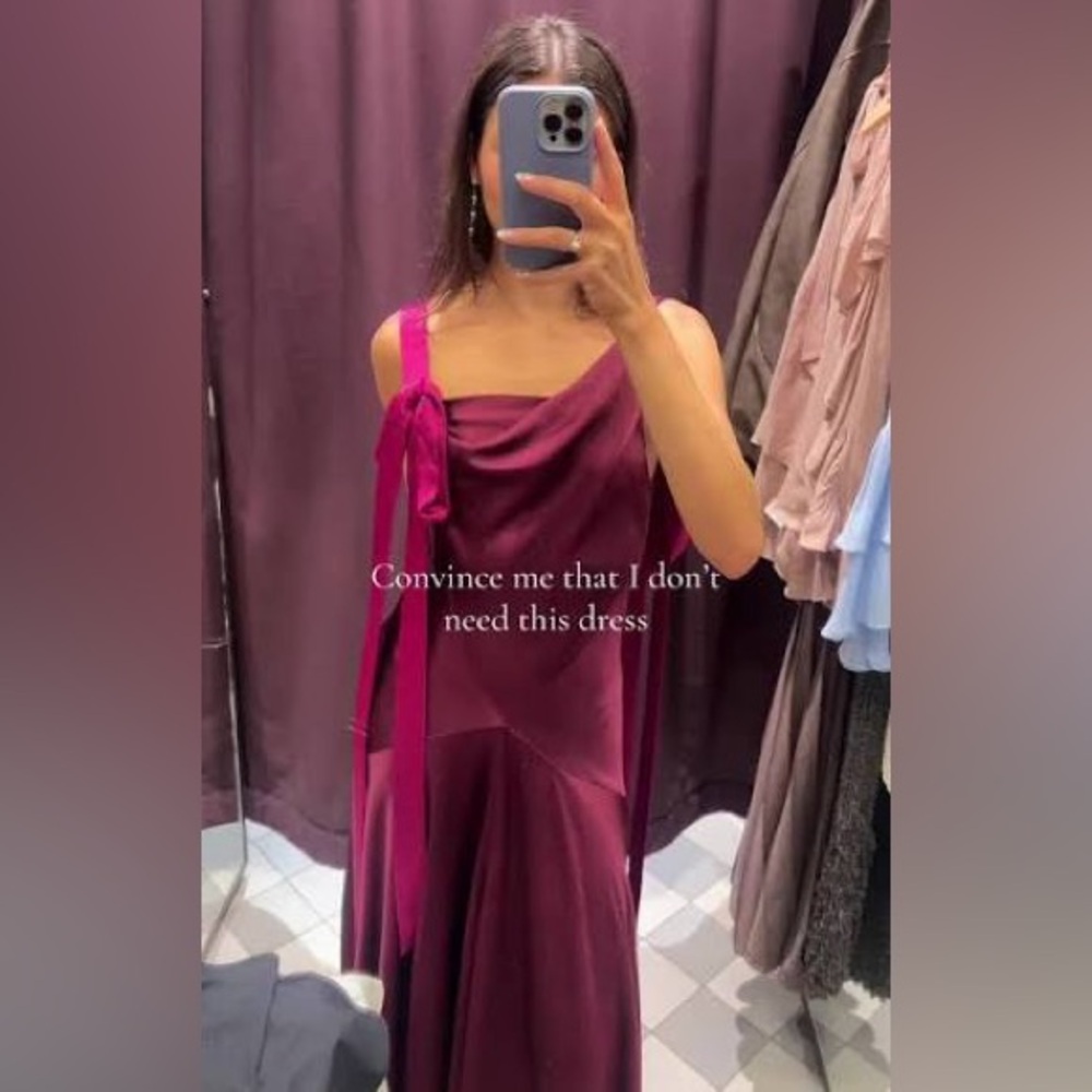 Ribbon detail slip dress plum